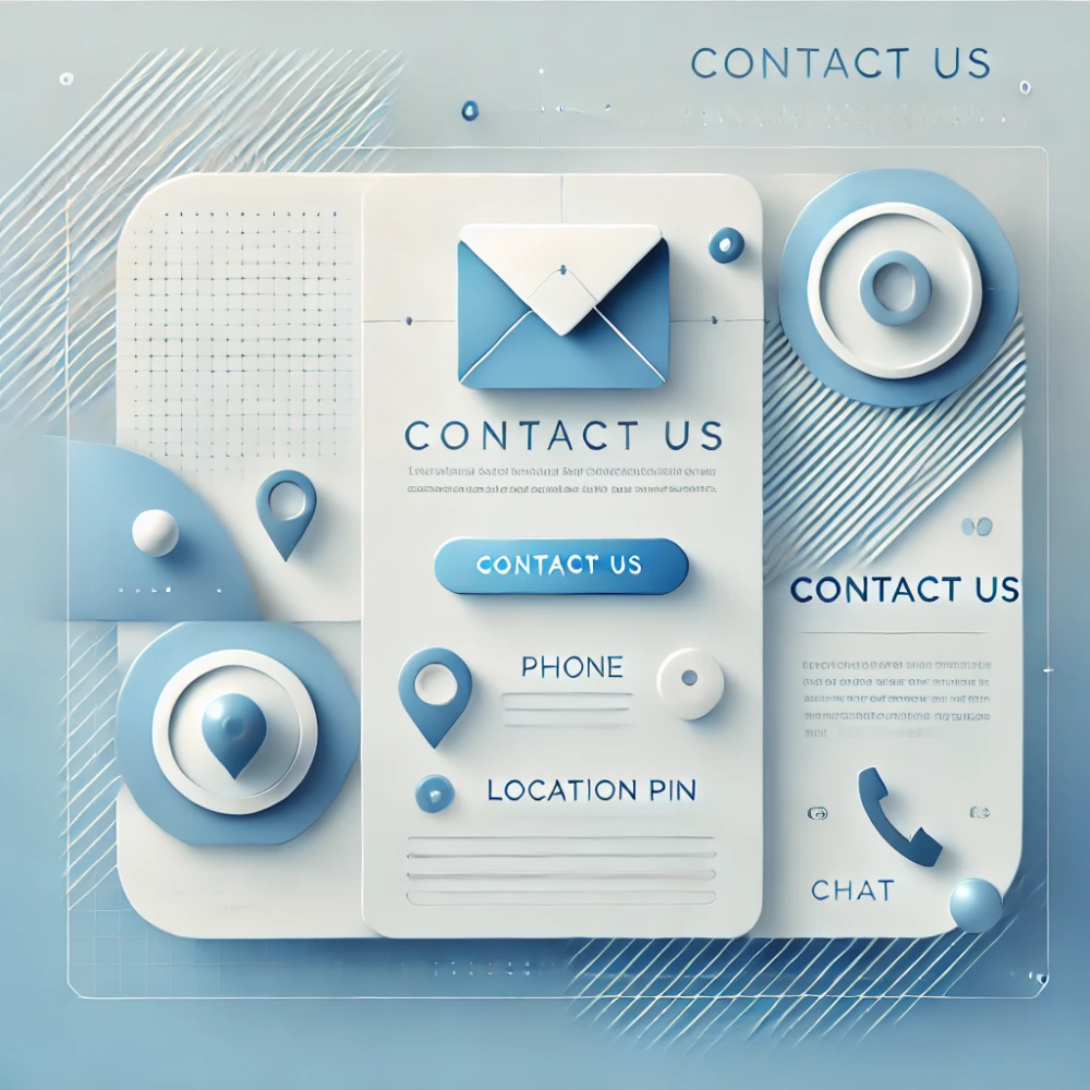 DALL·E 2025-01-18 15.53.06 - A modern and minimalist 'Contact Us' webpage design illustration. The image features a clean layout with a large envelope icon in the center symbolizi